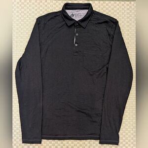 Woolly 100% Merino Wool Long Sleeve Polo Black Men's Size Medium